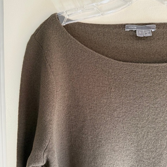 Vince Women's Olive Green Wool Blend Long Sleeve Knit Layered Top Large - Picture 4 of 8